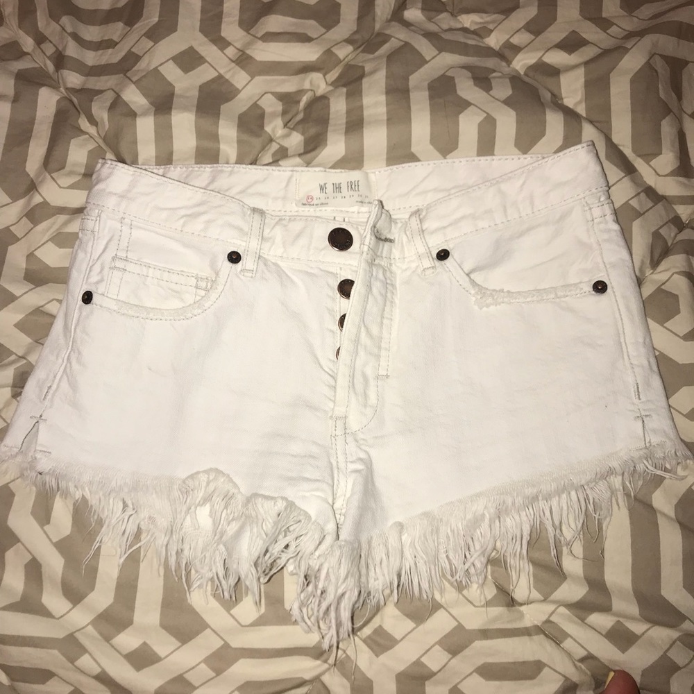 Free People White Jean Shorts